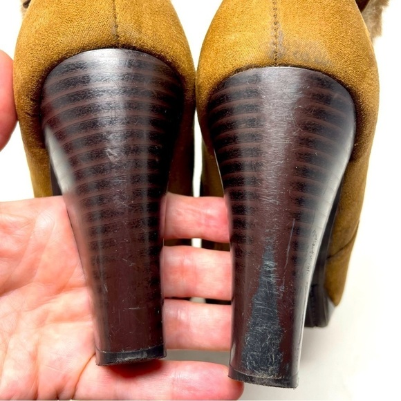 Dana Buchman Brown Faux Leather Ankle Booties Size 7.5 Side Zip Heels - Picture 6 of 10